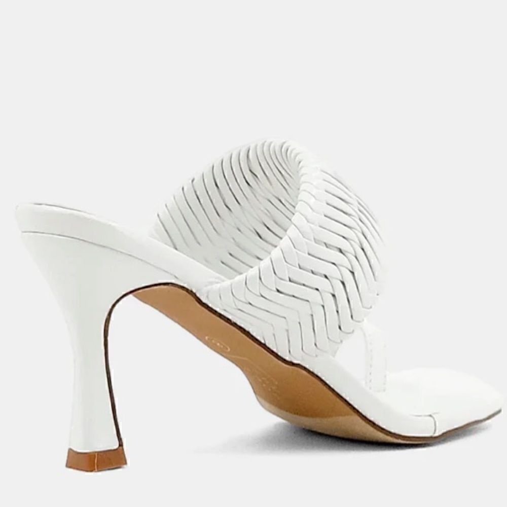 ShuShop Fatima braided low heeled sandal in white sz 8.5